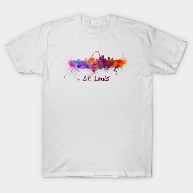 St.louis skyline in watercolor T-Shirt by PaulrommerArt